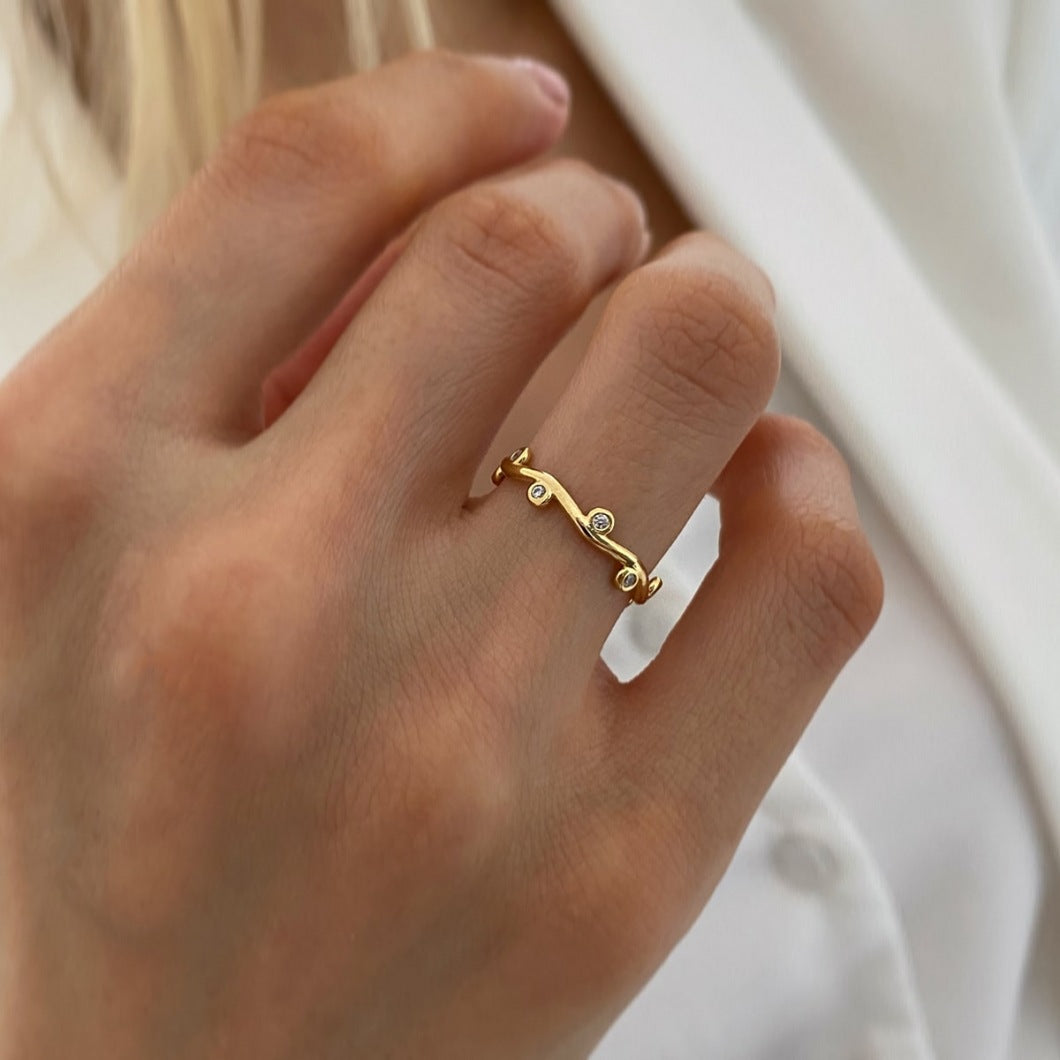 Gold Irregular Geometric Ring