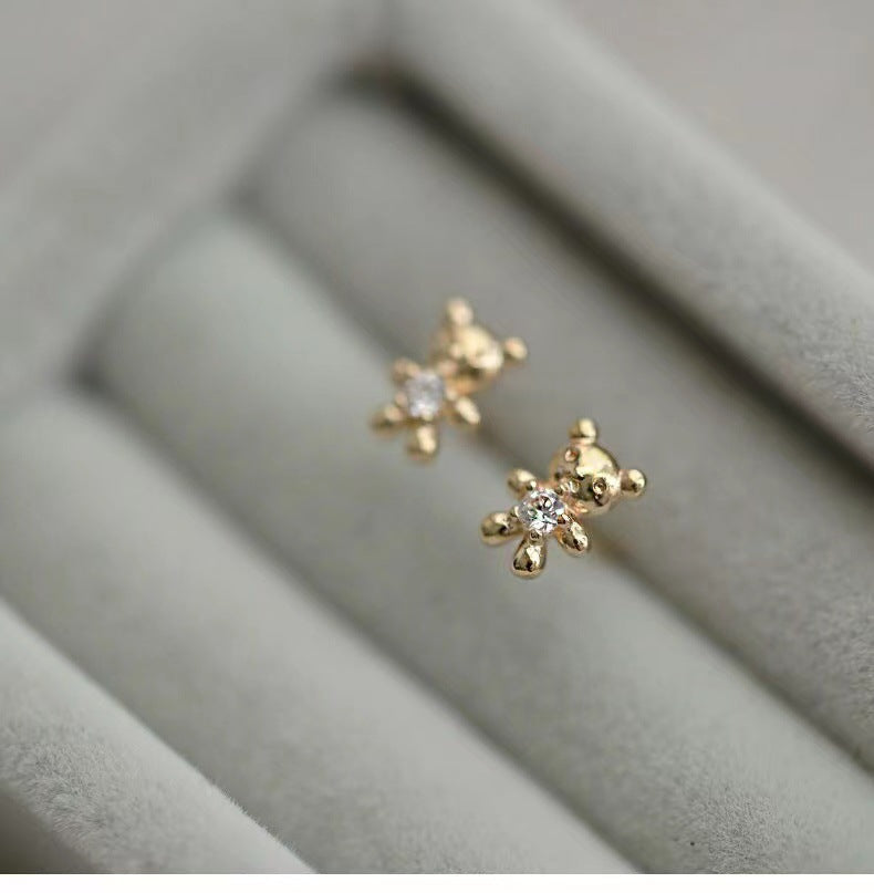 Mini Gold Bear Studs