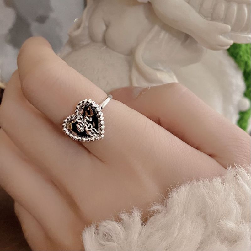 Hi Girl Heart Silver Ring