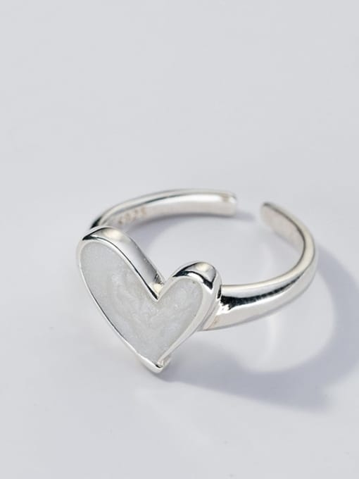 Enamel Heart Adjustable Ring