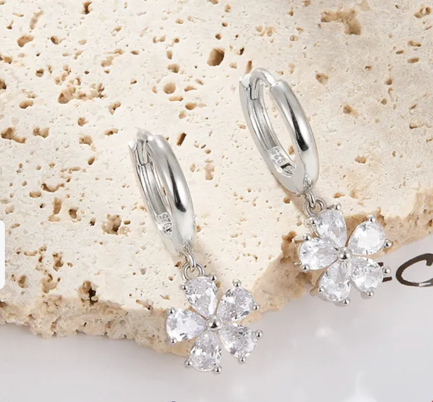 Zircon Flower Earclips