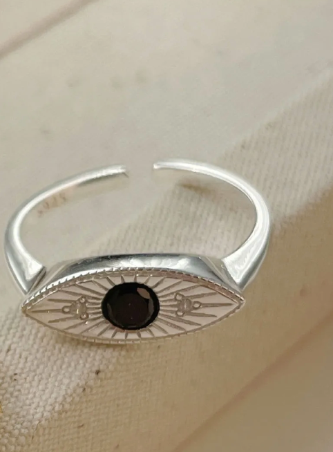 Black Stone Evil Eye Ring