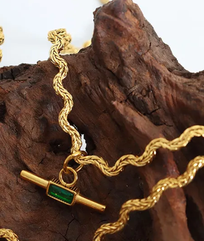 Gold Green Stone Neckpiece