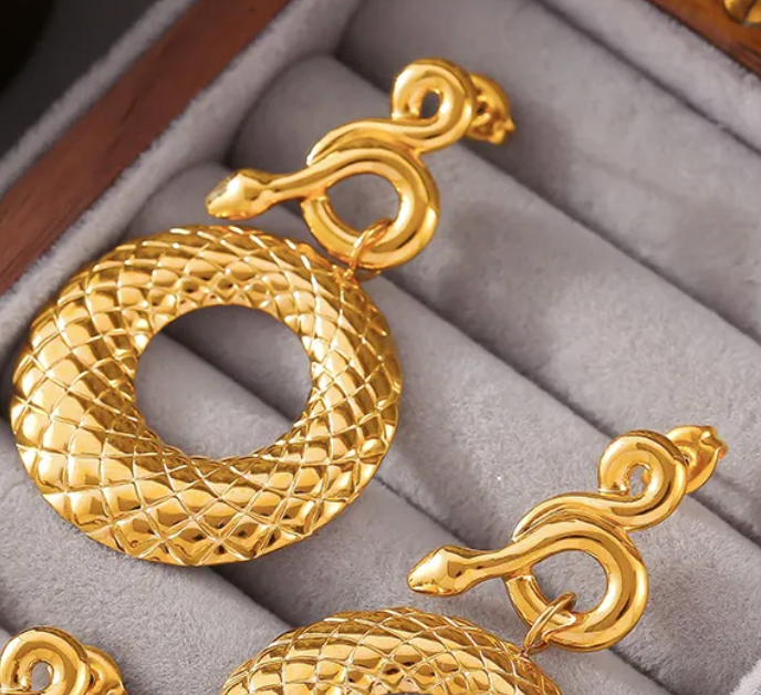 Gold Serpent Earrings