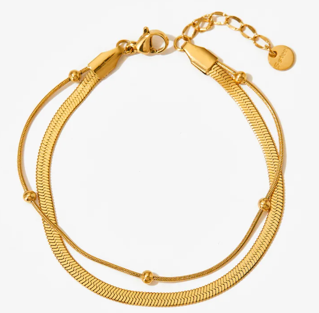 Gold Snake Chain Dual Bracelet