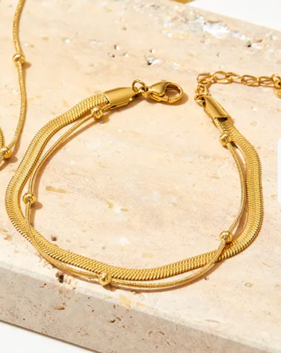 Gold Snake Chain Dual Bracelet