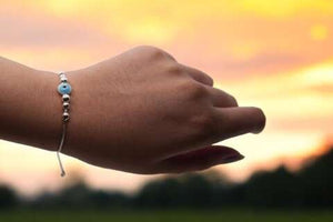 Silver White Evil Eye Bracelet