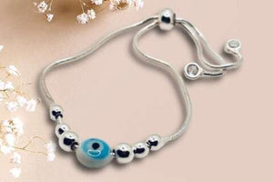 Silver White Evil Eye Bracelet