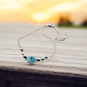 Silver White Evil Eye Bracelet