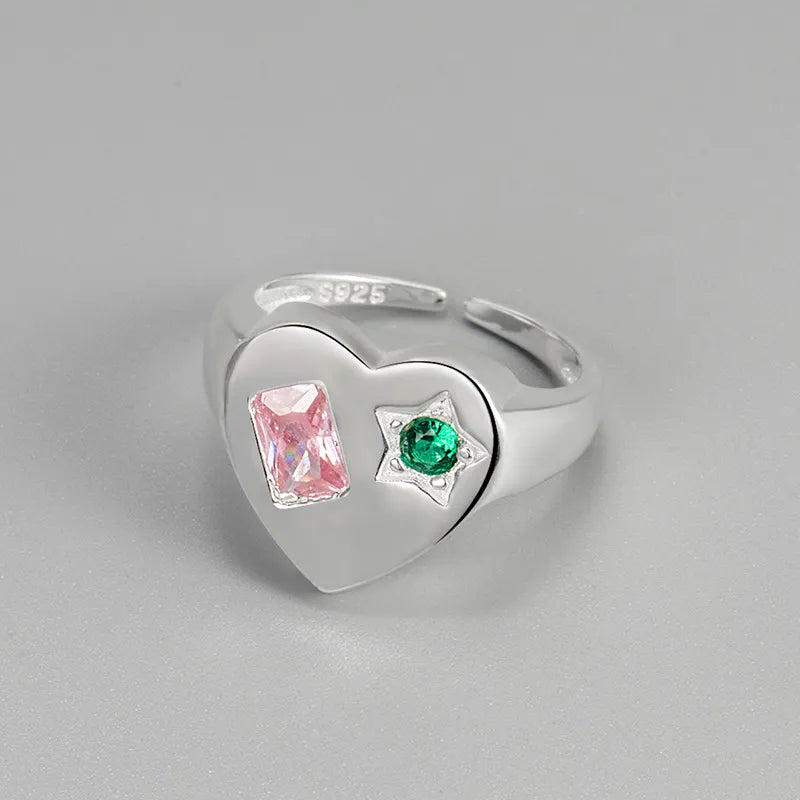 Solid Zircon Heart Ring