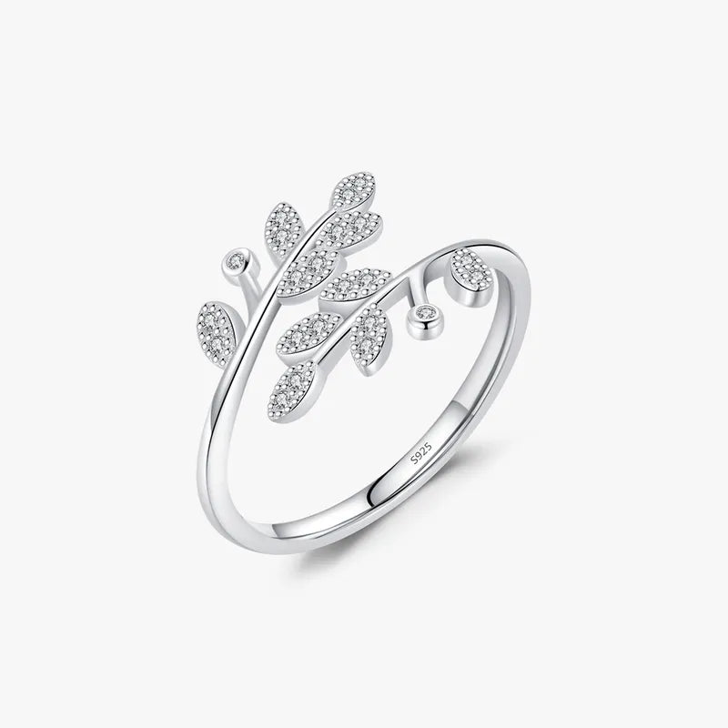 Zircon Leaf Adjustable Ring