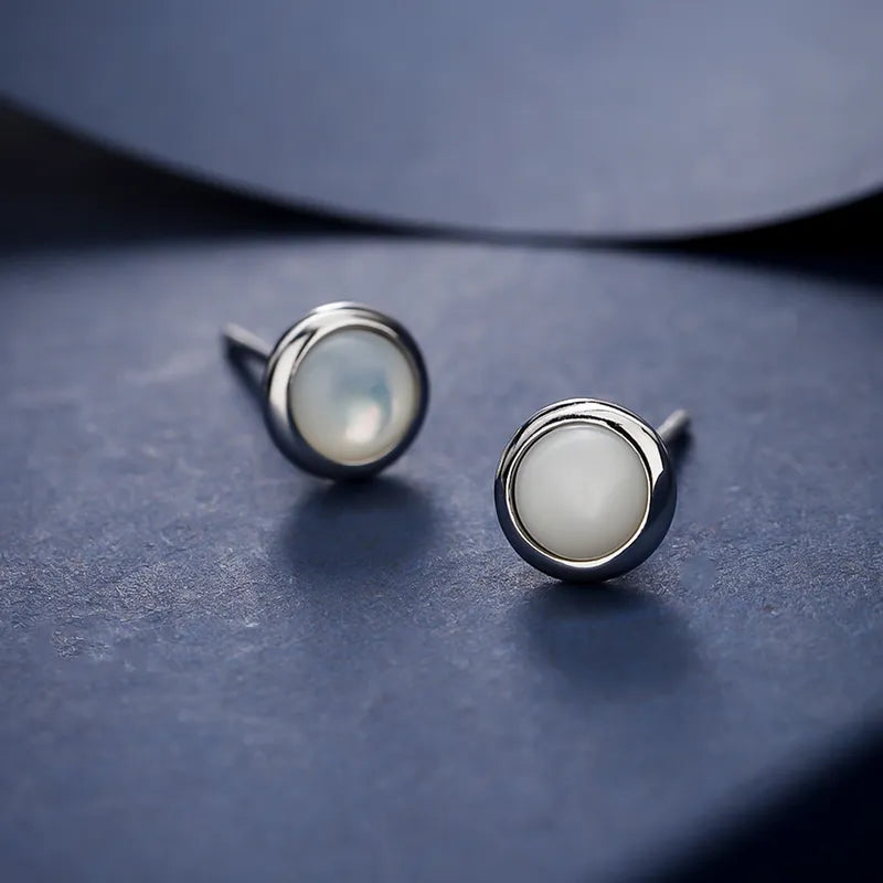 Round Silver Earrings