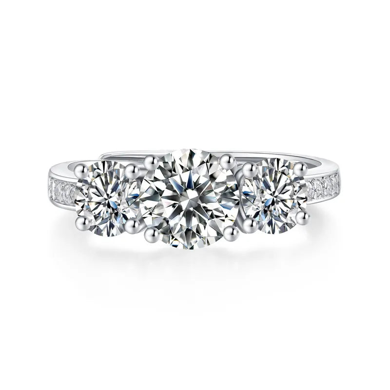 Trio Moissanite Adjustable Ring