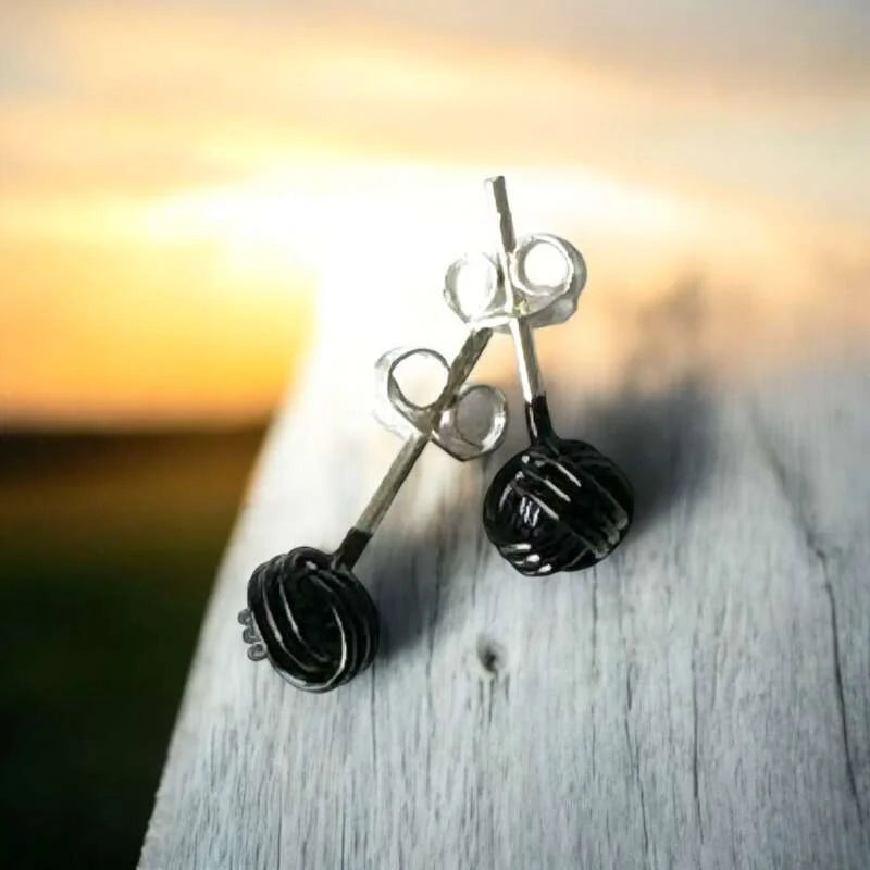 Men’s Black Knot Silver Studs