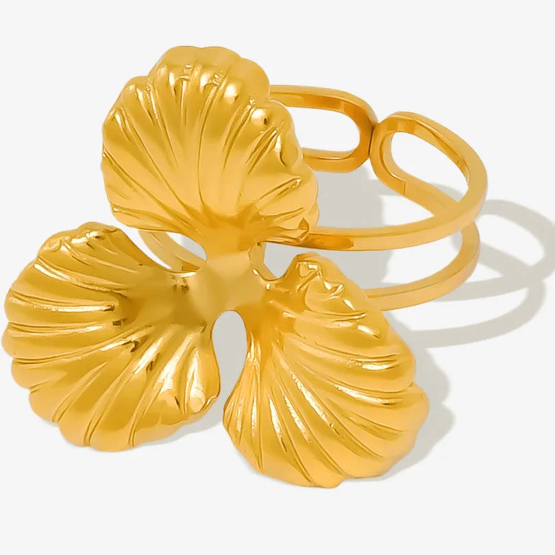 Gold Solid Flower Ring