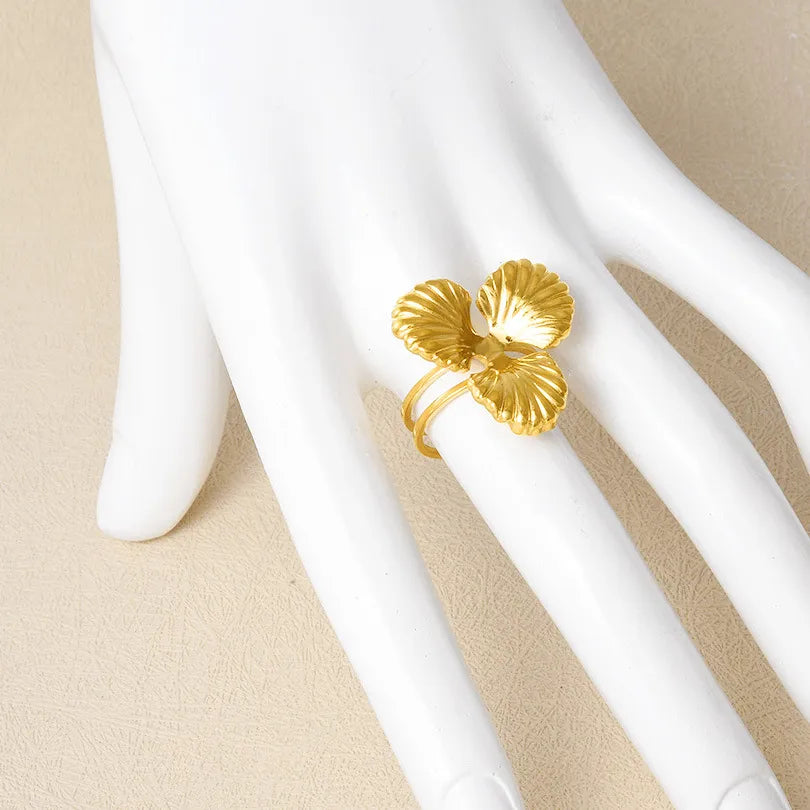 Gold Solid Flower Ring