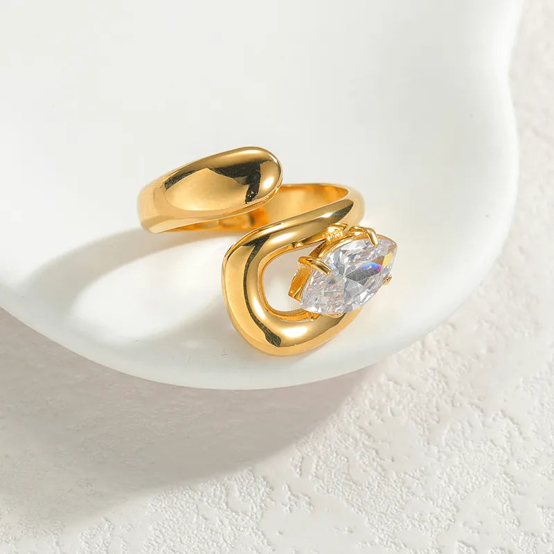 Gold Marquise Geometric Ring