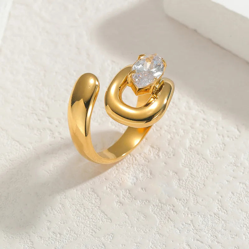 Gold Marquise Geometric Ring