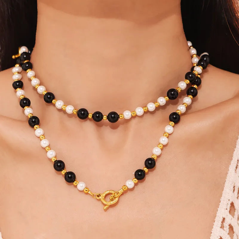 Gold Agate Pearl Neckpiece