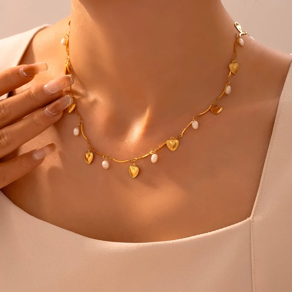 Golden Peach Heart Neckpiece