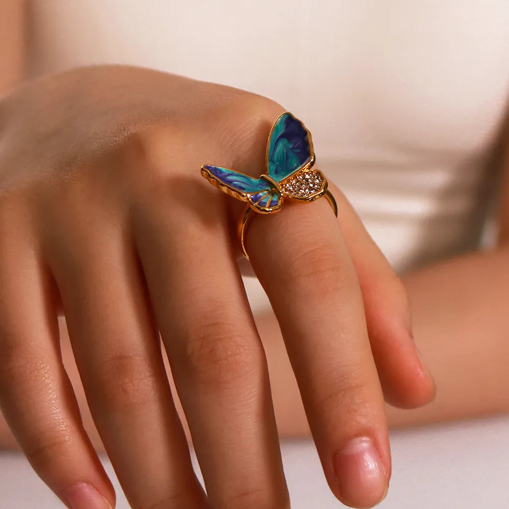 Butterfly Ring Caratlane Latest Collection Zircon Enamel Butterfly