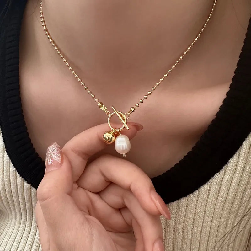 Gold Pearl Toggle Pendant