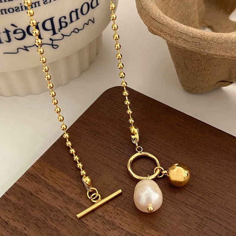 Gold Pearl Toggle Pendant