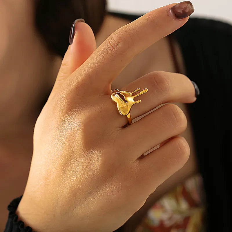 Gold Melting Heart Ring