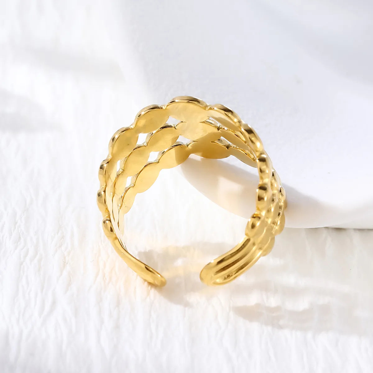 Gold Solid Tri-Layer Ring