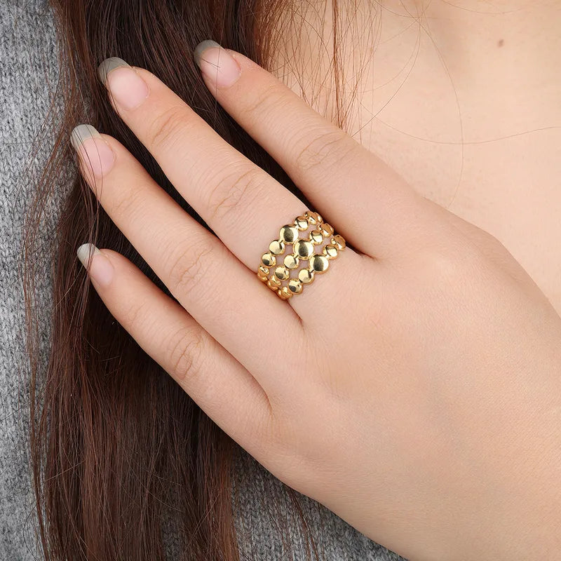 Gold Solid Tri-Layer Ring