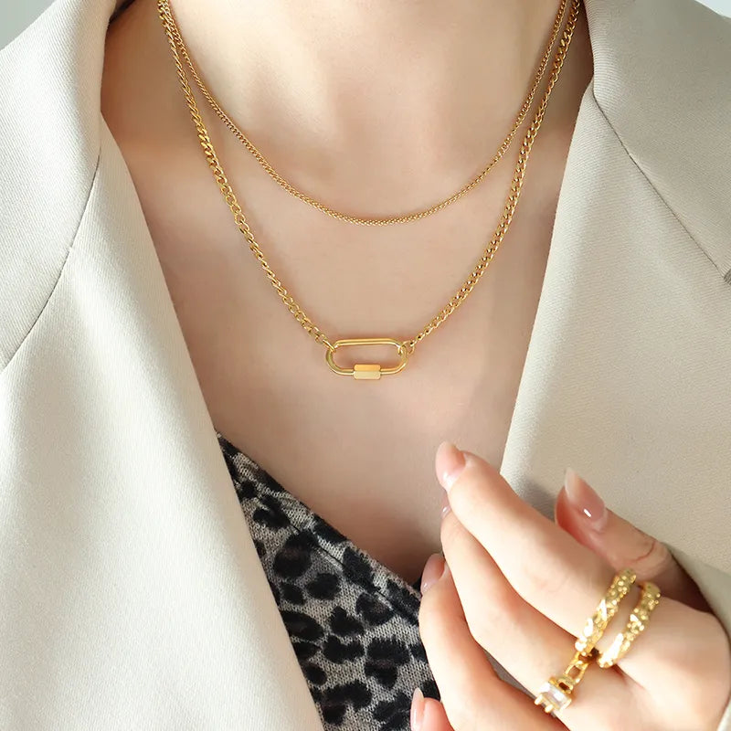 Gold Geometric Dual Layer Chain