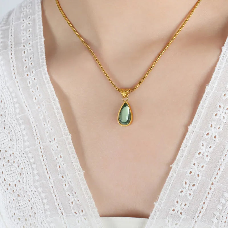 Glass Stone Drop Pendant