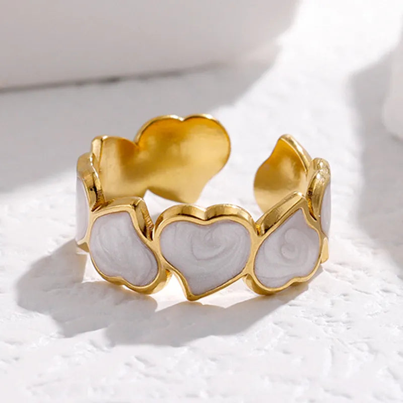 Enamel Heart Gold Ring